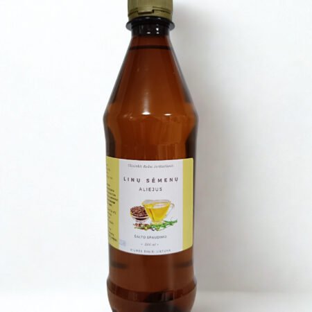 linų sėmenų aliejus plastikiniame butelyje, 500 ml