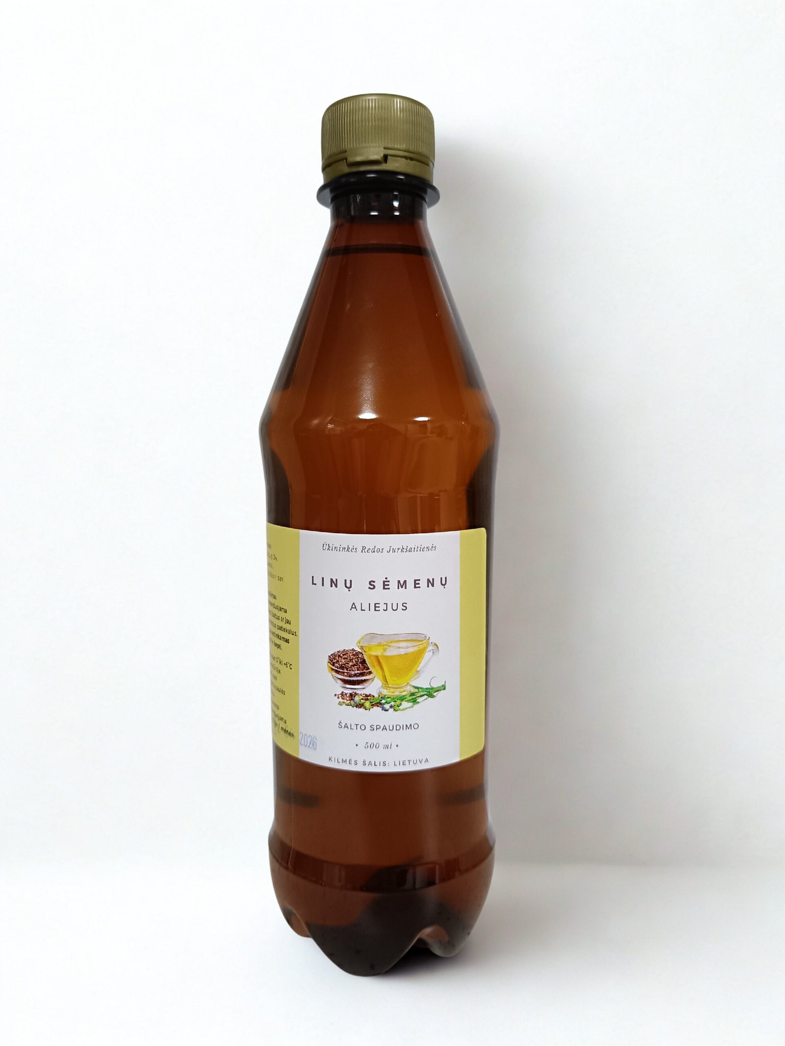 linų sėmenų aliejus plastikiniame butelyje, 500 ml linų sėmenų aliejus plastikiniame butelyje, 500 ml